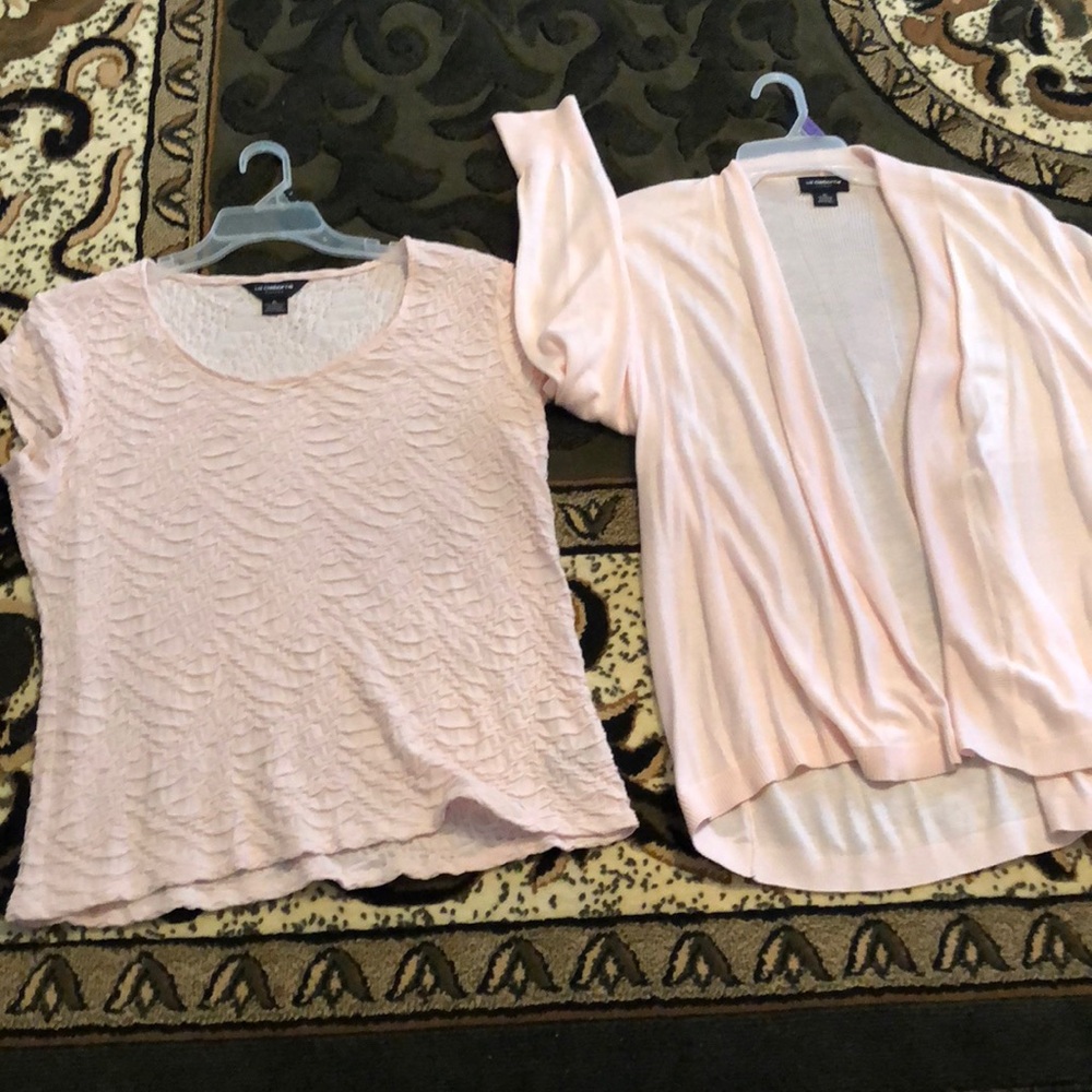 Blouse with cap sleeves & cardigan EUC